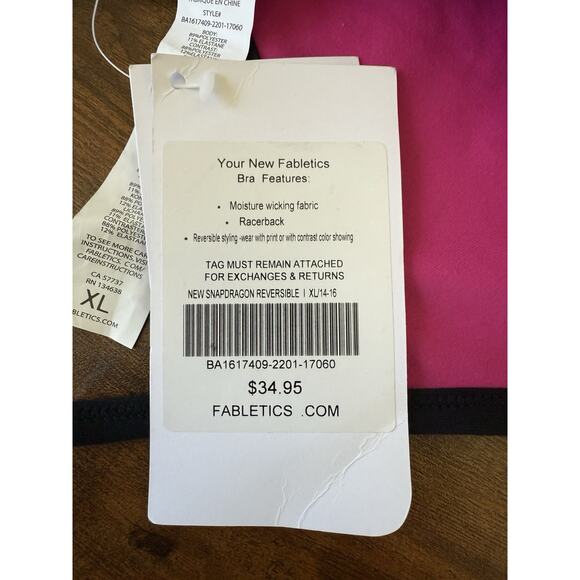 Fabletics Snapdragon Reversible Sports Bra Size XL New Moisture Wicking Gym Yoga - Picture 5 of 6